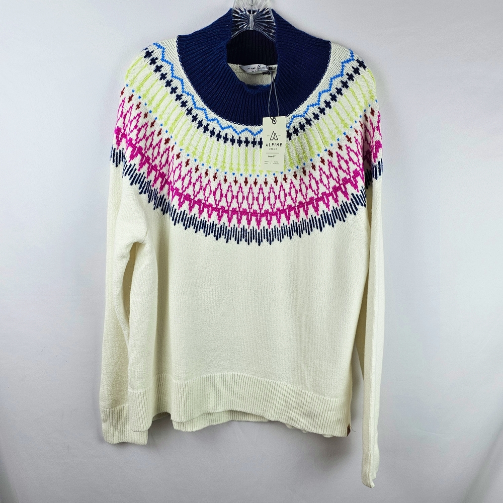NWT Alpine Design Dawn Calm Fair Isle Mock Neck Pullover Sweater XL Ski Comfort